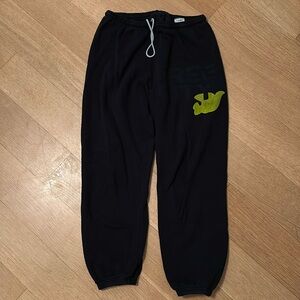 FREECITY Sz M Squid Ink & neon green sweats drawstring waist & elastic ankles